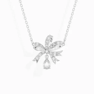 Swarovski Volta Necklace, Bow, Small, White, Rhodium Plated - 5647583