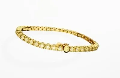Swarovski Matrix Tennis bracelet, Round cut, Yellow, Gold-tone plated - 5648933