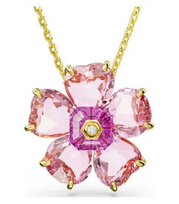 Swarovski Florere necklace, Flower, Pink, Gold-tone plated - 5650569