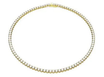 Swarovski Matrix Tennis necklace, Round cut, White, Gold-tone plated - 5657667