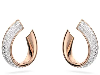Swarovski Exist hoop earrings Small, White, Rose gold-tone plated - 5636448