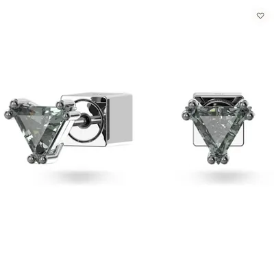 Swarovski Stilla Stud Earrings Triangle Cut, Grey, Ruthenium Plated - 5639137