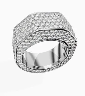 Swarovski Dextera ring, Octagon shape, Pavé, White, Rhodium plated - 5651364