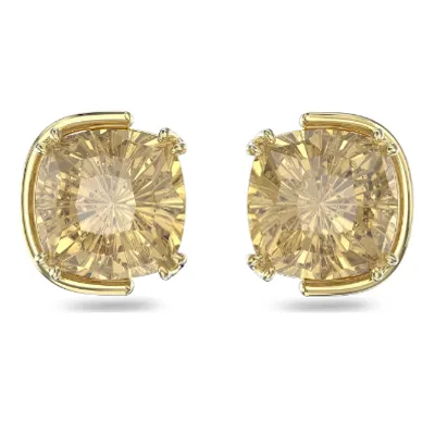 Swarovski Harmonia Stud Earrings, Cushion Cut, Gold-tone Plated 5640044