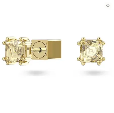 Swarovski Stilla Stud Earrings Cushion Cut, Yellow, Gold-tone Plated - 5639124