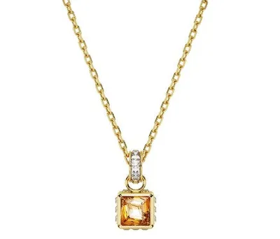 Swarovski Stilla Pendant, Square Cut, Yellow, Gold-tone Plated - 5648749