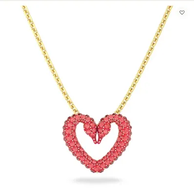 Swarovski Una Pendant Heart, Extra Small, Red, Gold-tone Plated 5634723