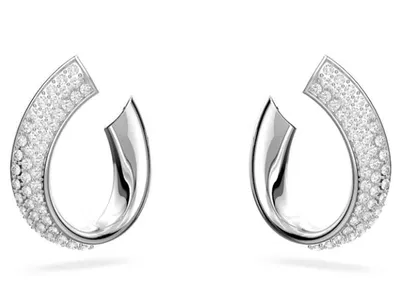 Swarovski Exist hoop earrings Small, White, Rhodium plated - 5637563