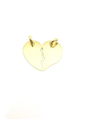 10K Yellow Gold Separable Heart Charm - 19mm x 15mm (Full Heart)