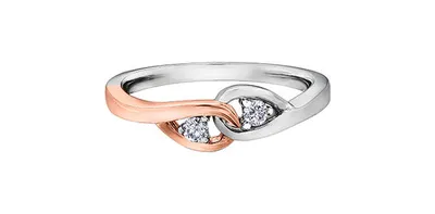 10K White & Rose Gold 0.10cttw Diamond Ring, size 6.5