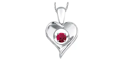 925 Sterling Silver 0.10cttw Ruby 9mm x 11mm Heart Shape Necklace  - 18 Inches