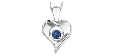 Sterling Silver Sapphire 0.10cttw Pendant,18"