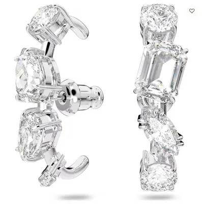 Swarovski Gema Ear Cuffs Mixed Cuts, White, Rhodium Plated - 5639331