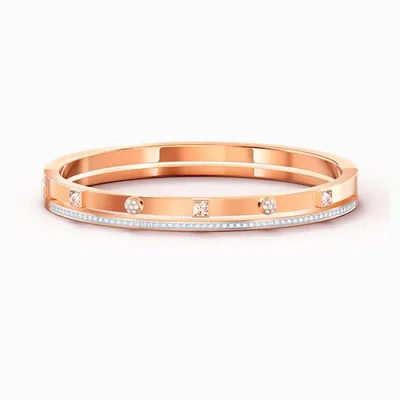 THRILLING BANGLE, WHITE, ROSE-GOLD TONE PLATED - 5555746 - Core