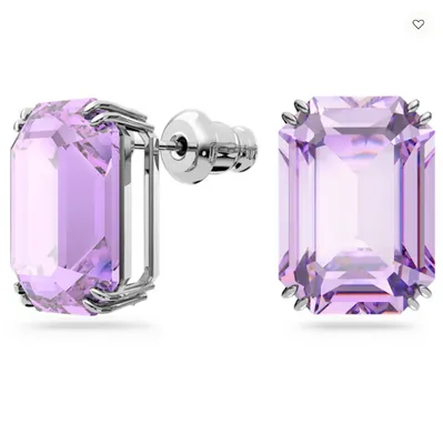 Swarovski Millenia Stud Earrings Octagon Cut, Purple, Rhodium plated - 5638493