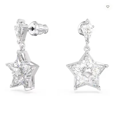 Swarovski Stella Drop Earrings Kite Cut, Star, White, Rhodium Plated - 5652002