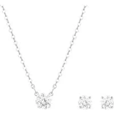 Swarovski  Attract Round Set, White, Rhodium Plated 5113468 - Core