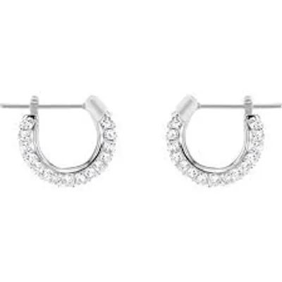 Swarovski Stone Pierced Earrings, White, Rhodium Plated 5446004 - Core