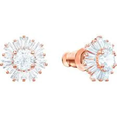 Swarovski Sunshine Pierced Earrings, White, Rose-Gold Tone Plated 5459597 - Core