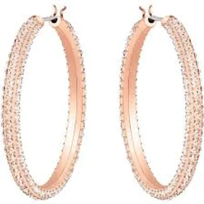 Swarovski Stone Hoop Pierced Earrings, Pink, Rose-Gold Tone Plated 5383938 - Core