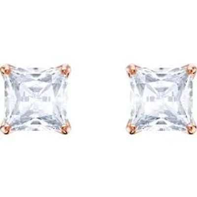 Swarovski Attract Stud Pierced Earrings, White, Rose-Gold Tone Plated 5431895 - Core