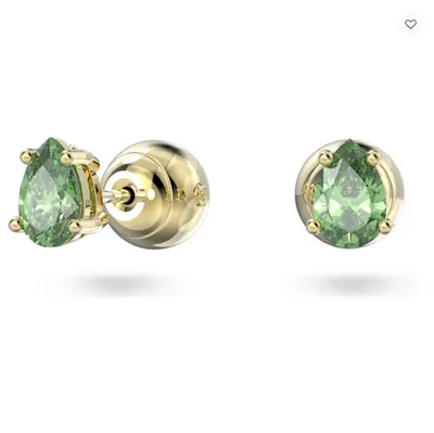 Swarovski Stilla Stud Earrings Pear Cut, Green, Gold-tone Plated - 5639120