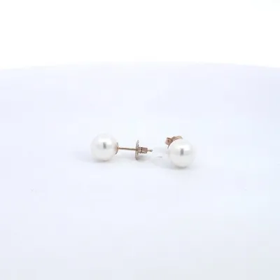 14K Gold 6.5-7.0mm Cultured Pearl Earrings with Butterfly Backs