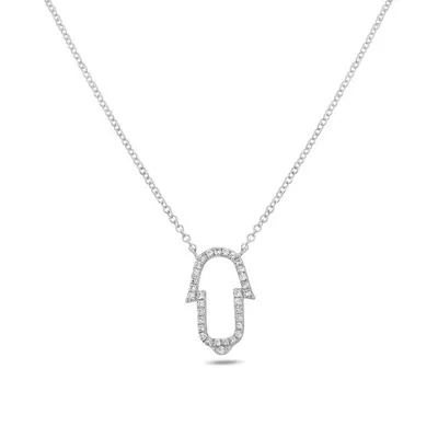 14K White Gold Diamond Necklace, 18"