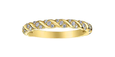 10K Yellow Gold 0.20cttw Diamond Twist Ring - Size 6.5