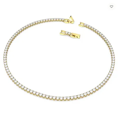 Swarovski Tennis Deluxe Necklace Round Cut, White, Gold-tone Plated - 5511545