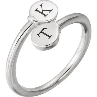 2 Initial Engravable Love Twist Ring 