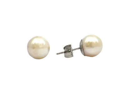 14K Gold 8-8.5mm Cultured Pearl Earrings with Butterfly Backs