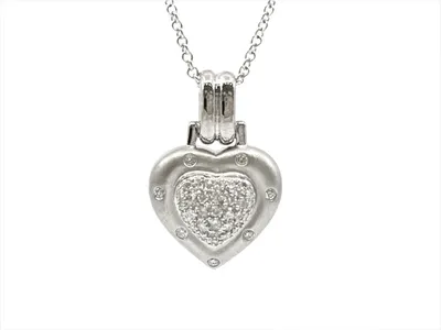 14K White Gold 0.55 cttw Diamond Heart Pendant, 18"