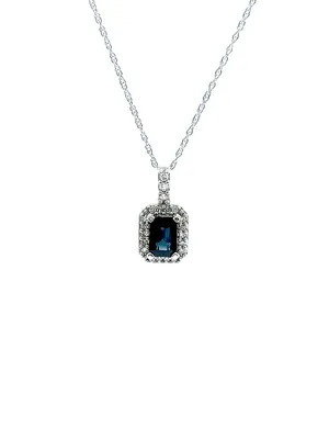 10K Gold Genuine Sapphire & Diamond Pendant