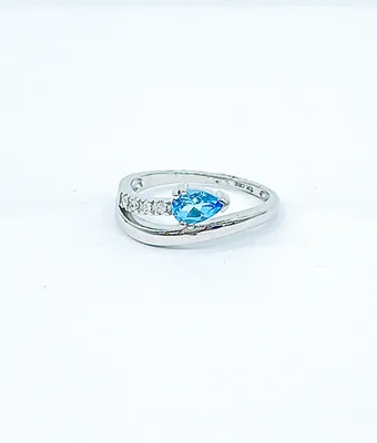 Genuine Blue Topaz & Diamond Ring