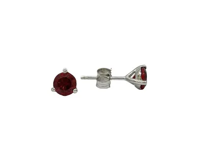 10K White Gold 1.30cttw Round Cut Garnet Stud Earring