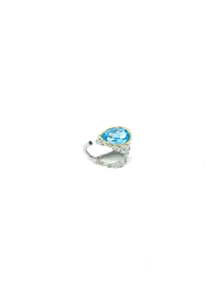 Silver Blue Topaz and Sapphire Ring