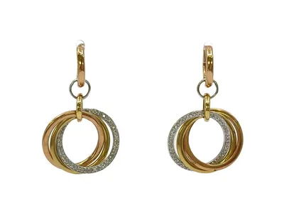 14K Tri Tone 0.32ctts Diamond Earrings