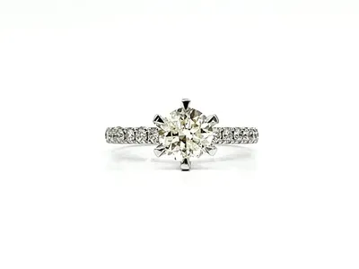 14K White Gold 1.23cttw Diamond Engagement Ring, Size 6