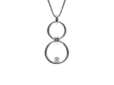 Sterling Silver 0.11cttw Diamond Double Infinity / Circle Necklace, 18"