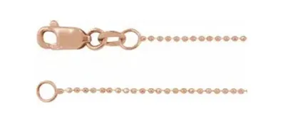 14K Yellow, White or Rose Gold 1mm Diamond-Cut Bead Chain - /