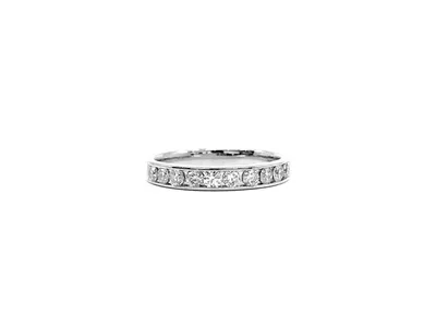 14K White Gold 0.75cttw Diamond Anniversary Channel Set Ring / Band, size 6.5