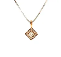 14K White & Rose Gold 0.30cttw Canadian Diamond Halo Necklace, 18"