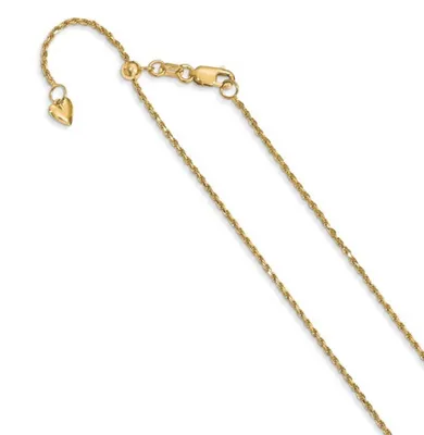 Adjustable 14K Gold Diamond Cut Rope Chain 16" - 22" 1.2mm