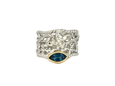 Sterling Silver & 18K Yellow Gold Plated London Blue Topaz Ring