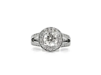 14K White Gold 1.57cttw Diamond Engagement Ring, Size 6