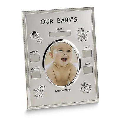 Silver-tone OUR BABY'S BIRTH RECORD 3.5x4.5 Photo Frame