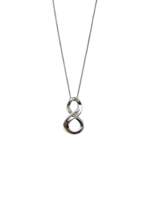 Sterling Silver 0.063cttw Diamond Infinity Necklace, 18"
