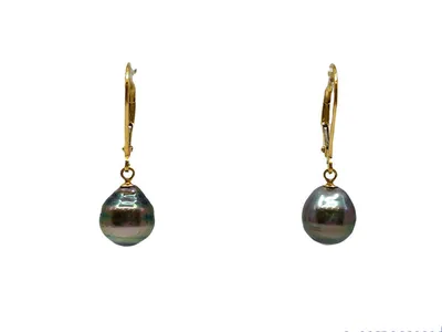 14K Gold Tahitian Pearl Earrings with Lever Backs