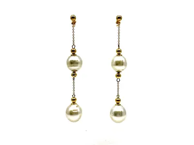 14K Yellow Gold South Sea Pearl Earrings with Butterfly Backs